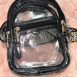 Clear & Black Trim Mini Crossbody Bag